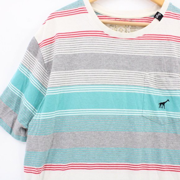 Lifted Research Group Shirt Men Multicolor Striped Short Sleeve Crewneck Size XL - Picture 3 of 9